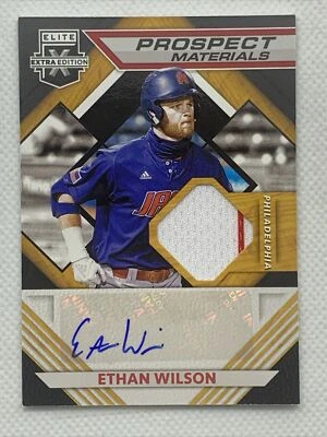 2021 ELITE EXTRA EDITION PROSPECT MATERIALS ETHAN WILSON PATCH AUTO - Image 1 of 2