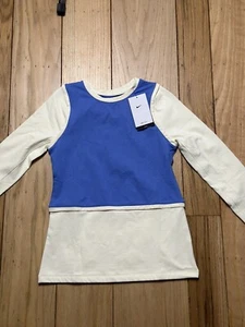 Nike Girls Pro Dri Fit Training Long Sleeve Top Blue Cream L Shirt Youth Kids - Picture 1 of 5