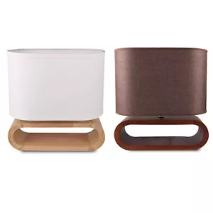 Wooden Modern Table Lamp Timber Bedside Lighting Desk Reading Light Brown White - Picture 1 of 15