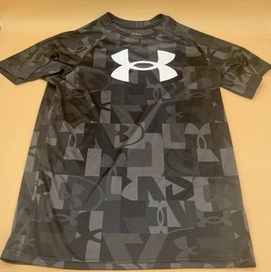 Under Armour Youth Gray & Black Short Sleeve Shirt Top Loose Fit XL - Picture 1 of 5