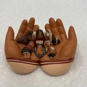 Weihnachtskrippe Handarbeit Peru Peruanische Keramik Schalenhände 3 Zoll - Bild 1 von 9