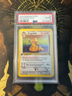 Pokemon Dragonite 4/62 Fossil 1ª Edición Vintage Holo PSA 6 Foto 1 de 2