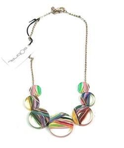 Sobral Retroz Perle Clear Circles w Art Deco Stripes Beads Artist Made Necklace - Picture 1 of 5