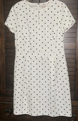 Brooks Brothers White And Black Polka Dot Dress Women 14. Fully Lined. Well Made - Image 1 of 4