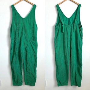 We the Free People Jumpsuit Overalls XL Corduroy High Roller Pockets Green - Picture 1 of 7