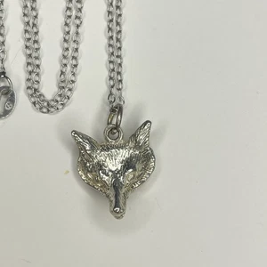 VTG 925 Sterling Silver Wolf Head Figural Pendant Necklace 18” Chain - Bild 1 von 4