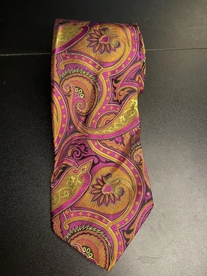 Robert Talbott Mens Hand Sewn Finest Silk Purple And Gold Tie - Image 1 of 3