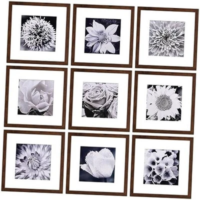 12x12 Picture Frame Set of 9 Wood Grain Square 12x12 12"x12", 9 pack Brown - Image 1 of 4