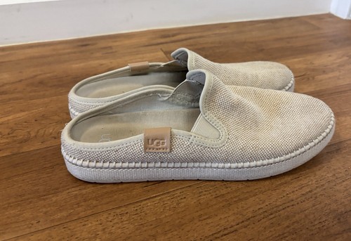 SNEAKERS UGG DELU SLIP ON MULE BEIGE NATURALE TESSUTO JUTA DONNA TG 8