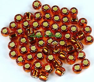 3/0 Round Toho Japan Glass Seed Beads #34-Silver-Lined Smoky Topaz 15 grams - Picture 1 of 2