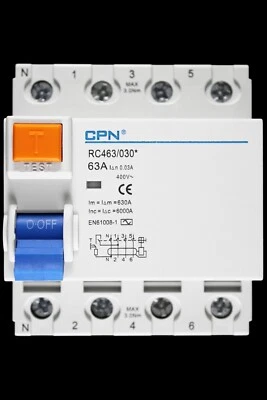CPN 63 AMP 30mA FOUR POLE RCD TYPE AC RC463/030 - Image 1 of 4