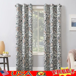 Energy Efficient Blackout Grommet Curtain Panel Noise Reducing Floral Design New - Picture 1 of 8