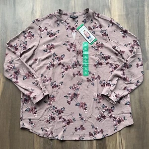 Hilary Radley Women’s Blouse Long Sleeve Pink Floral Print NWT XL - Picture 1 of 6
