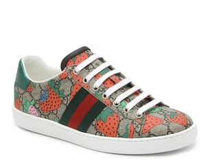NUOVE sneakers da donna Gucci Ace Interlocking GG, beige/fragola (taglia 35) - Foto 1 di 12
