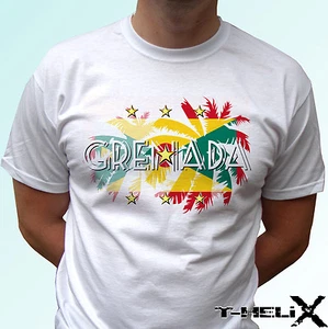 Grenada Palm Flagge - weißes T-Shirt Top Urlaub - Herren Damen Kinder Baby Größen - Bild 1 von 5