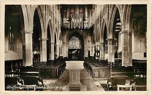 RPPC Stratford-on-Avon Church Interior East UK United Kingdom Postcard - Picture 1 of 2