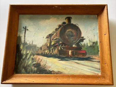 Antigua Pintura Americana Wpa Ashcan Impresionista Regionalismo Tren Ferrocarril Foto 1 de 4