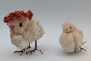 Antique Chenille & Spun Cotton Bird with Hat Easter Japan Cute - Picture 1 of 8