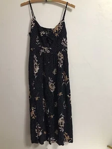 Soprano Woman's Dress Black White Polka Dot Floral Spaghetti Strap Size Large - Picture 1 of 8