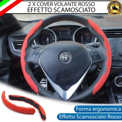 2 X COVER SPORTIVE VOLANTE EFFETTO CAMOSCIO COLORE ROSSO PER SAAB 9_5 - Immagine 1 di 4
