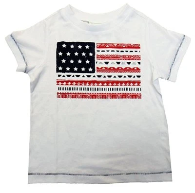 Camiseta de algodão com estampa gráfica First Impressions masculina vermelha branca azul tamanho 24 meses - Imagem 1 de 2