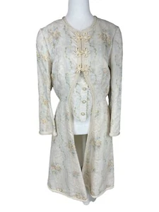 Evening Coat M Fit and Flare Pleated Embellished Cottage Floral Victorian Style - Picture 1 of 24