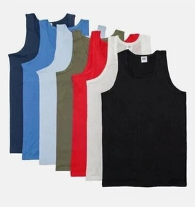 6 Pack Men Vest Top Plain Classic 100% Cotton Vests Summer Training Gym Tank Top - Picture 1 of 10