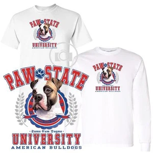 American Bulldog Paw State University Short / Long Sleeve White T Shirt  M-3X - Picture 1 of 3