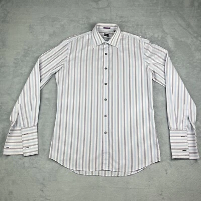 Camisa Paul Smith Para Hombre 15.5" Cuello EU39 Blanco Rayas Doble Puño Hecha en Italia Foto 1 de 4