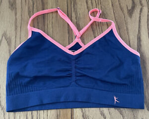 Danskin Now Girls Sports Bra Size Medium Navy Blue With Pink Straps Kids