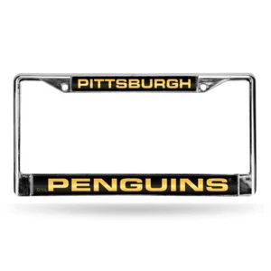 Pittsburgh Penguins NHL Chrome Metal Laser Cut License Plate Frame - Picture 1 of 6
