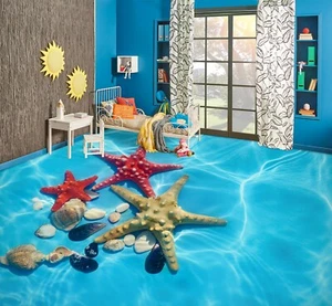 3D Red Starfish 57RAI46 Floor WallPaper Murals Wall Print Decal AJ WALL Fay - Picture 1 of 5