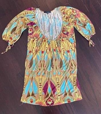 Vestido de punto estampado T-Bags Los Angeles talla XS multicolor boho chic RARO Foto 1 de 4