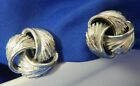 Vintage 1" LISNER TRIPLE LOOP SILVER TONE SCREW BACK earrings, SCUFFING A TAD