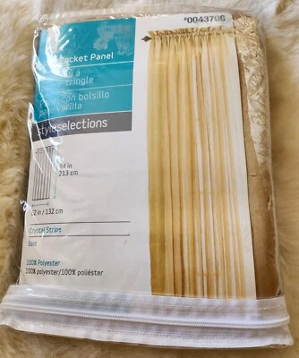 Panel dorado a rayas de cristal Style Selections 52" x 84" un panel Foto 1 de 4