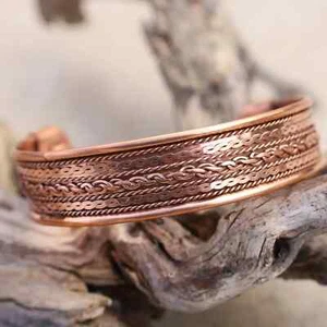 Brazalete de alambre trenzado de cobre puro para mujer y hombre - Imagen 1 de 14