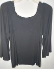 Iman Size L Black Tunic Top On or Off the Shoulder Bell Sleeves Stretch