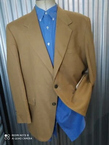 NEW 44R Camel Brown Tweed Wool Bronze metal buttons Blazer Jacket Coat - Picture 1 of 4