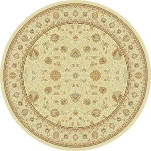Round Cream Beige Traditional Classic Oriental Design Durable Circular Area Rugs - Picture 1 of 7