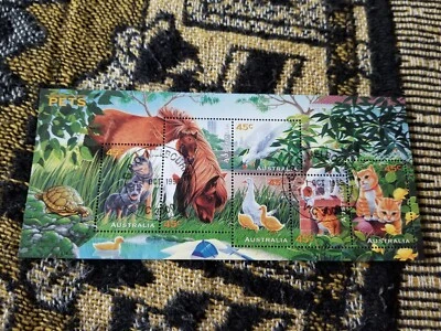 Hoja de estampillas de Australia CTO - 1996 mascotas - tarifa E105 incluida Foto 1 de 3