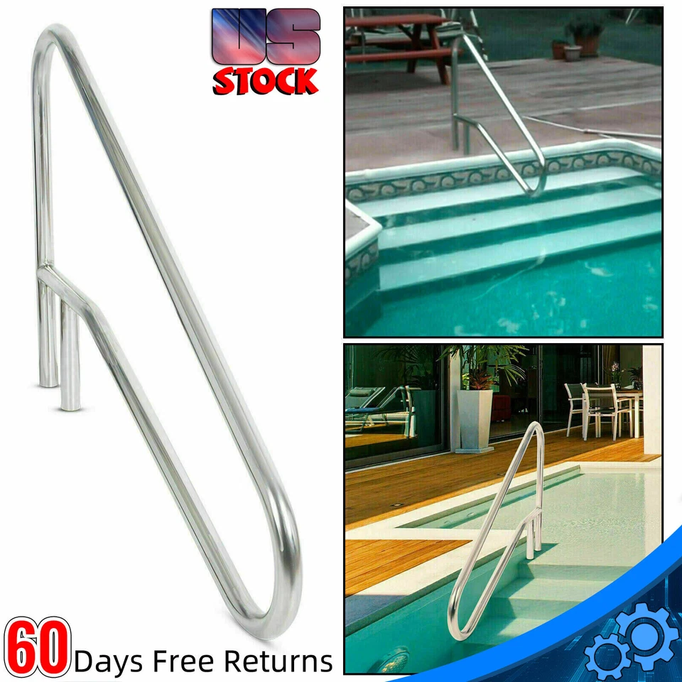 2 Pack Swimming Pool Hand Step Rail Ladder Handrail Stair Stainless Steel Pair