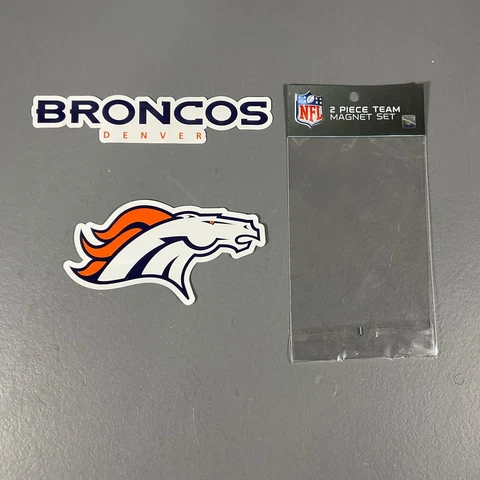 Denver Broncos Team Magnet Set Fridge NFL Football Orange White Team Logo 2 Pack Cover