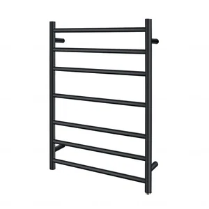 ACA Stainless Steel Round Electric Heated Towel Rail Rack Warmer 7 Rung Black - Picture 1 of 10
