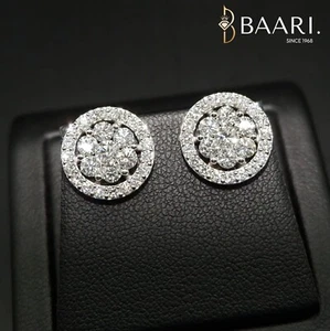 Pendiente de Diamantes 2.13ctw Natural Extraído Redondo Brillante Oro Blanco 18k Tachuela F VVS2 - Imagen 1 de 5