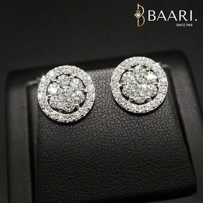 Pendiente de Diamantes 2.13ctw Natural Extraído Redondo Brillante Oro Blanco 18k Tachuela F VVS2 Foto 1 de 4