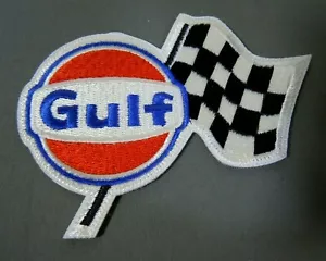 GULF Fuel - Checker Flag Embroidered Iron On Uniform-Jacket Patch 3 1/2" McQueen - Picture 1 of 2