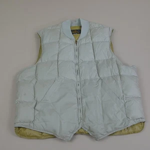 Vintage Eddie Bauer Down Vest Mens 46 (L-XL) Tan Beige Quilted Full Zip Puffer! - Picture 1 of 7