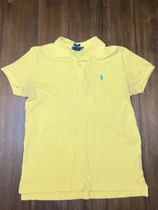 Polo Ralph Lauren Shirt Mens Medium Yellow Classic Fit Flesh Pony Preppy - Picture 1 of 3