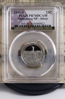 2011-S Gettysburg - Silver Proof Quarter - PCGS PR70DCAM - Nice! 9833 - Image 1 of 4
