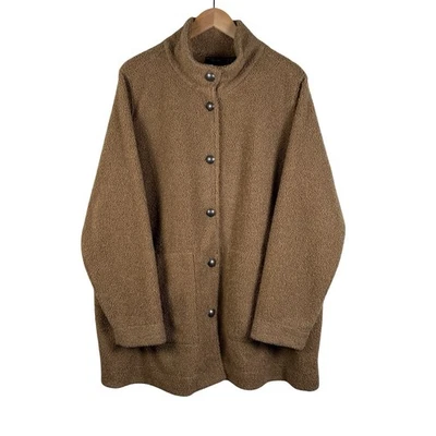 SUSAN GRAVER Weekend Knit Boucle Jacket Size 2X Camel Button-Front Coat NWOT - Image 1 of 4